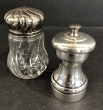 Sterling Pepper Mill - 5.27 Ozt; Silver & Cut Crystal Shaker - 4