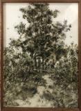 Luigi Ardimento Oil On Paper - Landscape, '71', Framed W/ Plexiglas 16¾x21