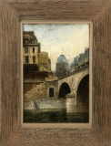 Oil On Canvas - Pont Au Change Bridge Paris, Painting Was Part Of Fred Rhod