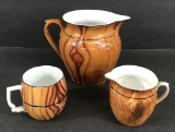 3 Pieces Faux Bois China - Czech, Includes Pitcher, Mug & Creamer