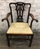 Period Chippendale Style Chair - Seat Detached W/ Stains, 38