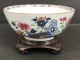 Chinese Export Bowl On Wooden Stand - 8½