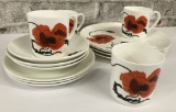 14 Pieces Wedgwood Bone China - Susie Cooper Design, Corn Poppy