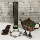 Tonywood Studio Cottage Teapot; Small Denmark Candleholder; 2 Small Dansk V