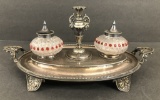 Old Inkwell Set W/ Candleholder - 14½