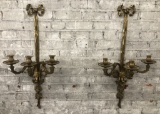 Pair Vintage Brass Wall Sconces - 33½