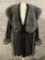Grey Faux Fur Trimmed Suede Coat W/ Blue Accent Stitching - No Label Or Siz