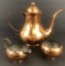 Hammered Copper Coffee Server, Creamer & Sugar Bowl