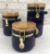 Cobalt Blue Pottery Cannister Set W/ Locking Lids