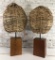 2 Lamps W/ Block Bases & Woven Shades - 34