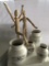 4 Artist's Brush Jars By Winsor & Newton; 2 Artist Drawing Figures