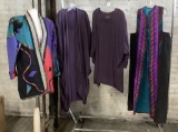 Geo Print Jacket & Long Jacket Vest - Collar Blemishes; Matching Plum Top &