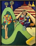 1960s Painting On Canvas - Framed 24¾