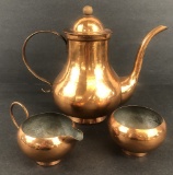 Hammered Copper Coffee Server, Creamer & Sugar Bowl