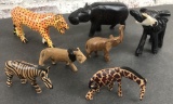7 Carved African Animals From Kenya