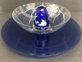 Mary Gregory Style Fairy Lamp; Cobalt Hand Blown 18