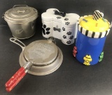 Scandinavian Krumbcake Iron; Pudding Mold; 2 Dog Treat Cannisters