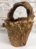 Burled Wood Handmade Basket - All Natural, 18½