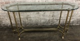 Hollywood Regency Mid-Century Modern Brass & Glass Table - 54