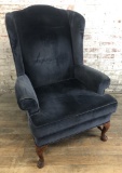 Dark Blue Velvet Wing Chair - 43