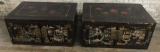 2 Antique Low Chinese Hand Painted Chests - 33