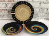 2 African Handwoven Baskets - 9¼