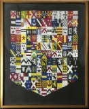 Karen Iverson Painting - Heraldic Scene, Framed W/ Glass 35