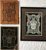 Carved Wood Block, Metal Plate & Wood Block Print - Largest 16½