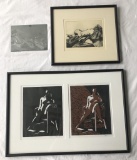 Karen Iverson Engraving - Nude Reclining, Steel Plate Framed W/ Glass 14½