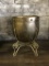 Large Brass Pot On Iron Stand - 19½