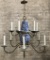 12-arm Blue & White Chandelier - Very Nice, 25