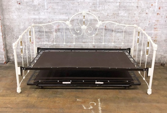 Iron & Brass Daybed W/ Roll-Out Pop-Up Trundle - 83"x41"x48" - LOCAL PICKUP