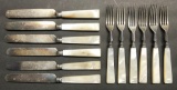 Set Of 12 Mother Of Pearl Handled Knives & Forks