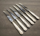 Set Of 6 Sterling Hollow-Handled Dessert Knives - Total Weight 3.85 Ozt