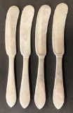 4 Solid Sterling Butter Knives - 4.36 Ozt