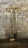 Brass Fireplace Tool Set W/ Horse Handle