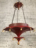 Metal Hand Painted Pagoda Style Chandelier