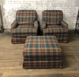 Pair Henredon Chairs W/ Ottoman - 34