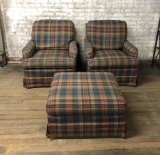 Pair Henredon Chairs W/ Ottoman - 34