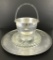 Large Vintage Aluminum Tray & Glass Dish;     Aluminum Ice Bucket W/ Lucite