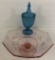Large Pink Etched Compote - 10
