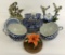 6 Phoenix Blue & White Cup & Saucer Sets - Minute Chip On 1 Cup;     Bisque