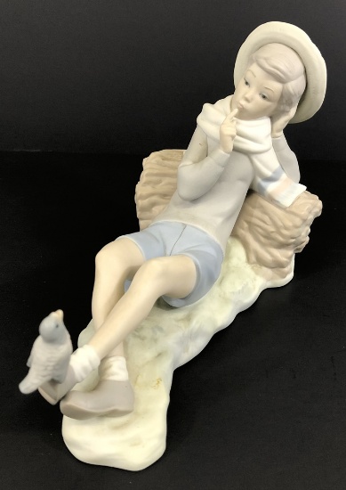 Lladro Box & Bird Figure - Bisque Finish, 9"x6"