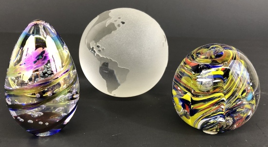 3 Glass Paperweights