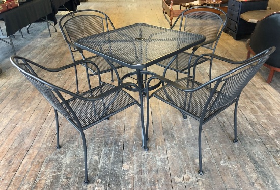5-piece Outdoor Iron Table & Chair Set - 30"x30"x29¼" - LOCAL PICKUP ONLY