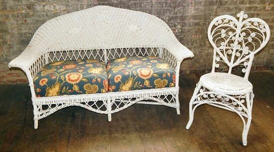 Wicker Settee W/ 1 Chair - LOCAL PICKUP ONLY