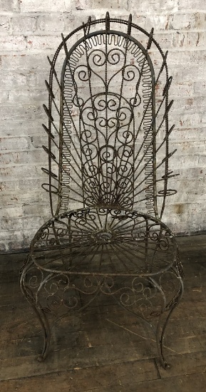 Vintage Heavy Twisted Wire & Iron Chair - Not Mexican, 22"x20"x46" - LOCAL