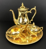 4-piece Gold Plated Coffee Service;     Magnifying Glass