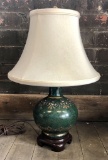 Small Pottery Hand Enameled Lamp - 19