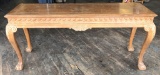 Nicely Carved Chippendale Style Long Table - Very Heavy, 66